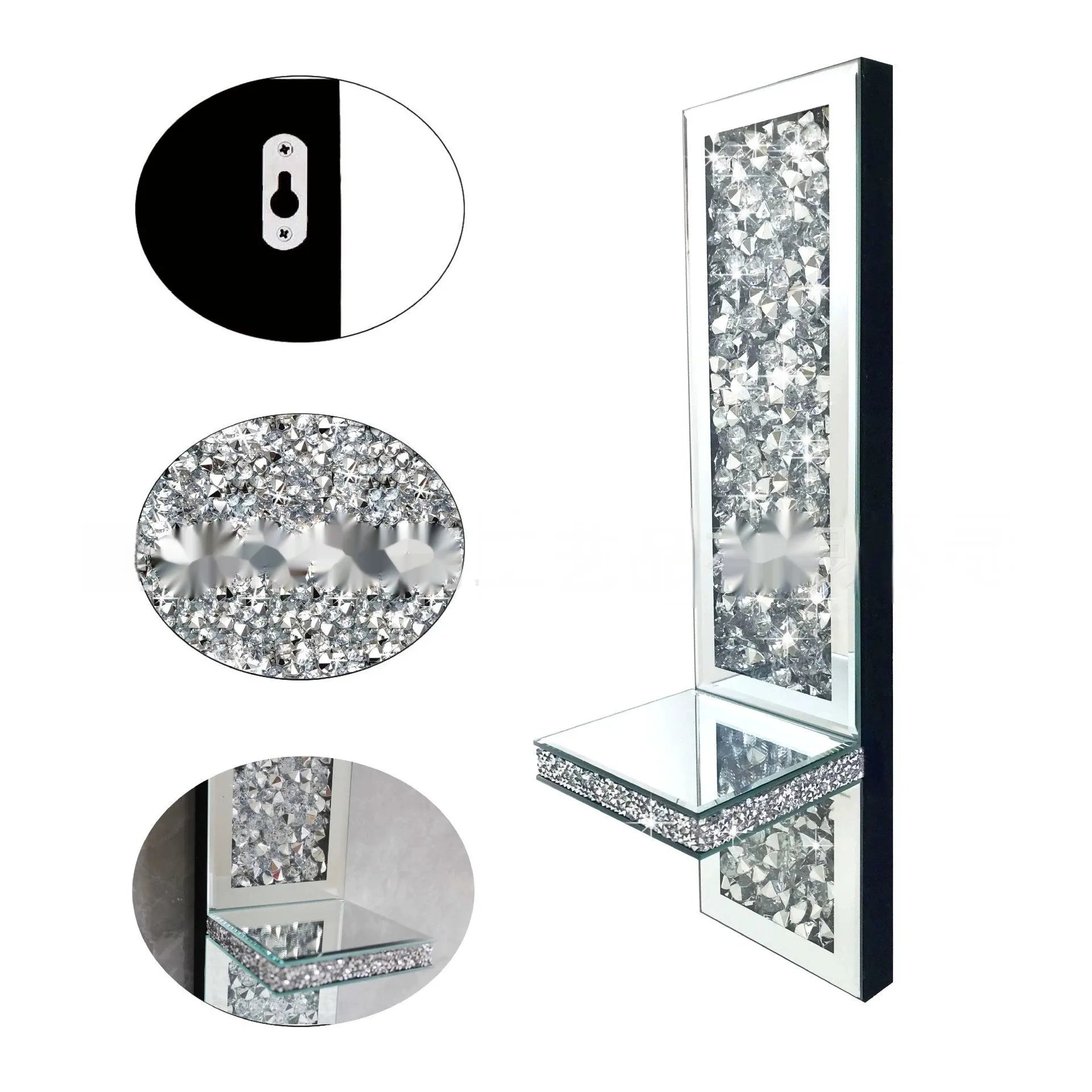 Pair of silver mirror glass candle holders with wall hanging design for modern living rooms