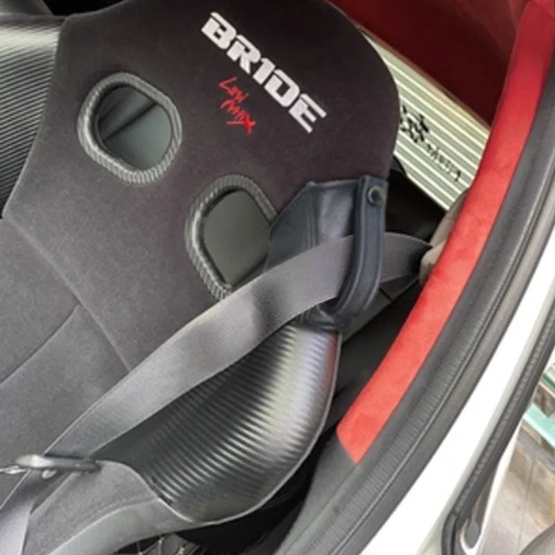 Leather racing seat belt shoulder strap cover with multicolour thread options for RECARO Bride bucket seats
