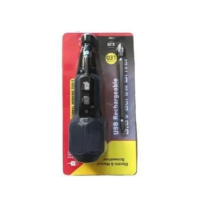 36V rechargeable electric screwdriver with straight alloy steel handle in black or blue colour options