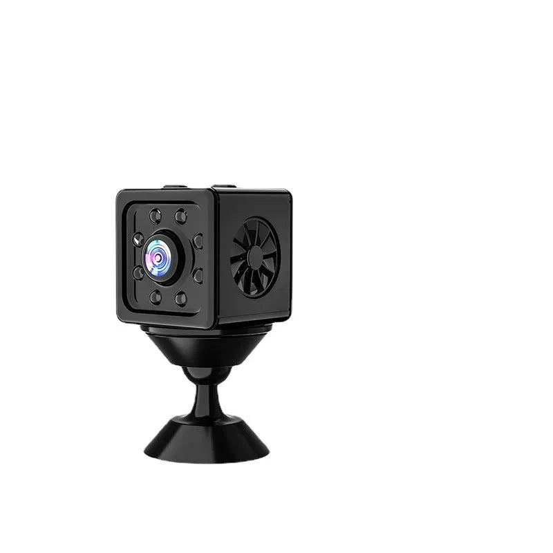 Black cube-shaped K13 network sports camera with mounting bracket