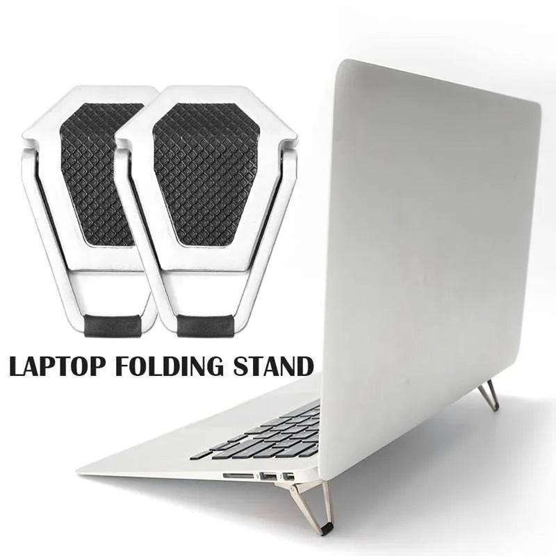 Aluminium alloy folding laptop cooling bracket with 3M adhesive in silver and white colours