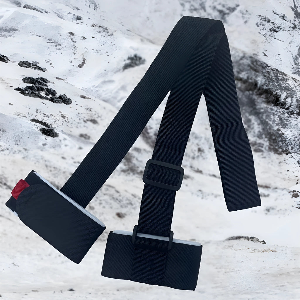 Adjustable skiing bandage strap with hook and loop fastening in black, blue, pink, and red colour options