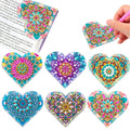 PU leather handmade bookmark set with crystal flower decorations, six pieces shown