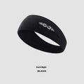 Seamless knitted exercise hair band in classic black shown stretched slightly to demonstrate elasticity