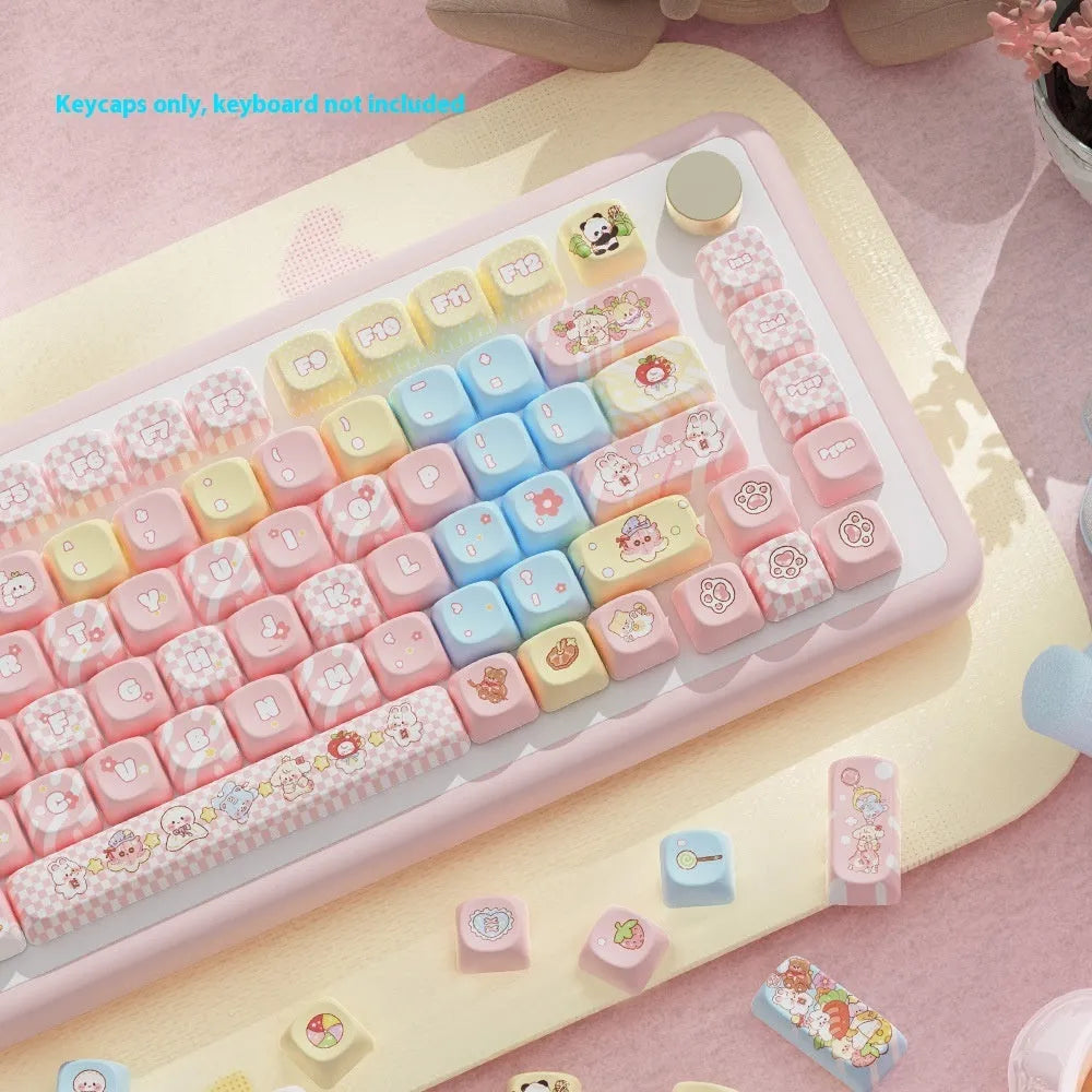 Clip Doll anime character mechanical keyboard key cap set with sublimation printing in boxed presentation