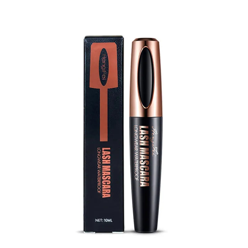 Black waterproof mascara tube for long curling, sweat-proof, and smudge-resistant wear.