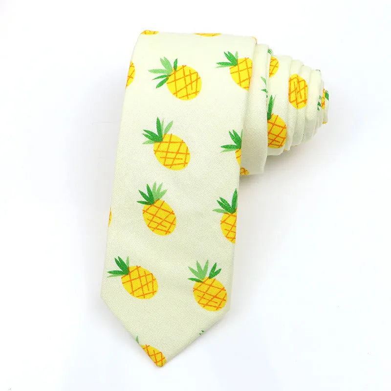 Narrow cotton bow tie with cartoon print pattern in assorted colour codes for men casual wear