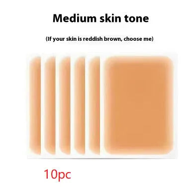 Pack of adhesive tattoo cover patches in various skin tone colours on a white background.