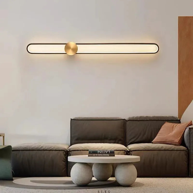 Modern minimalist iron wall lamp with 60cm diameter and warm LED light