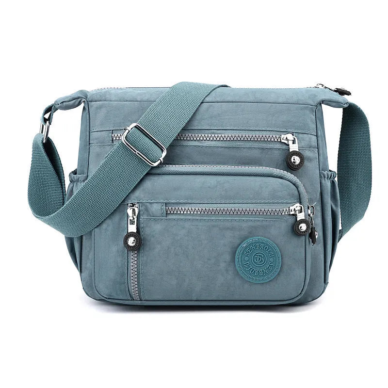 Nylon messenger bag square vertical design soft fabric single shoulder strap multiple colour options