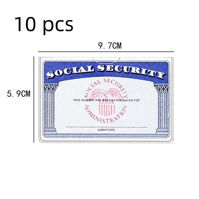 Transparent PVC social security card holder showing card visibility and waterproof protection