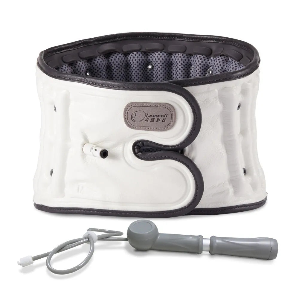 Automatic inflation lumbar waist supporter for back support and disc stretch correction.