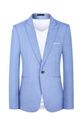 Men's western style casual suit jacket in light blue and pink options with Asian size fit for spring and summer fashion