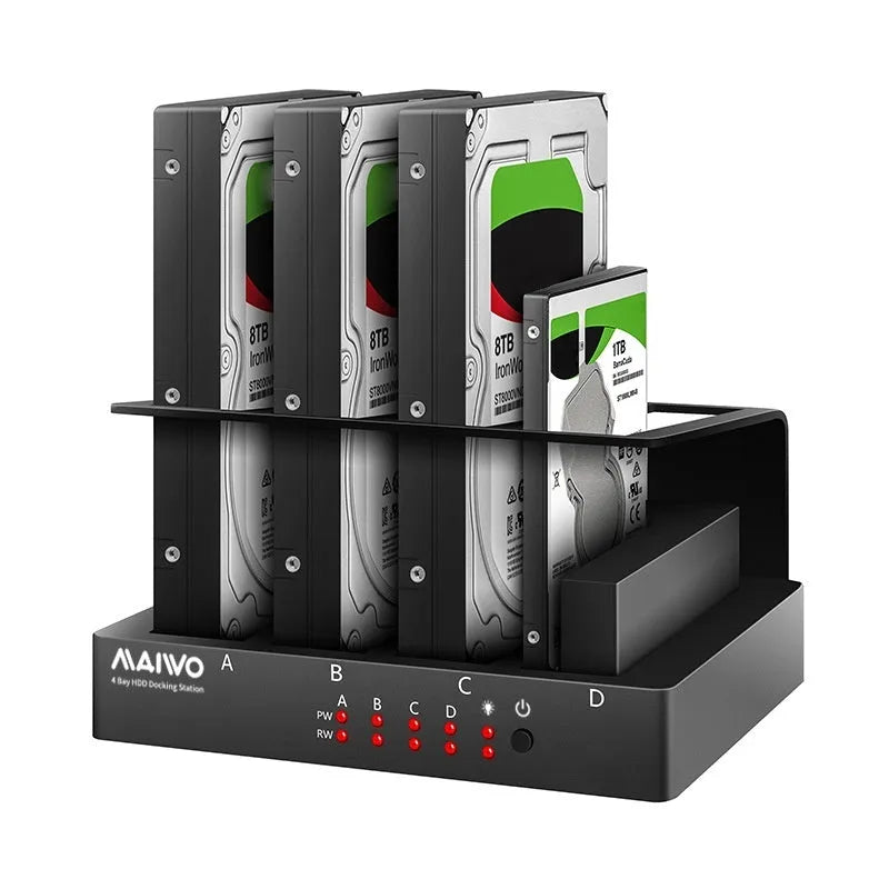 External four-bay hard disk enclosure box for 2.5-inch SATA drives with cables