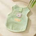 Breathable knitted cat clothing with a hollowed-out cartoon bear patch in blue