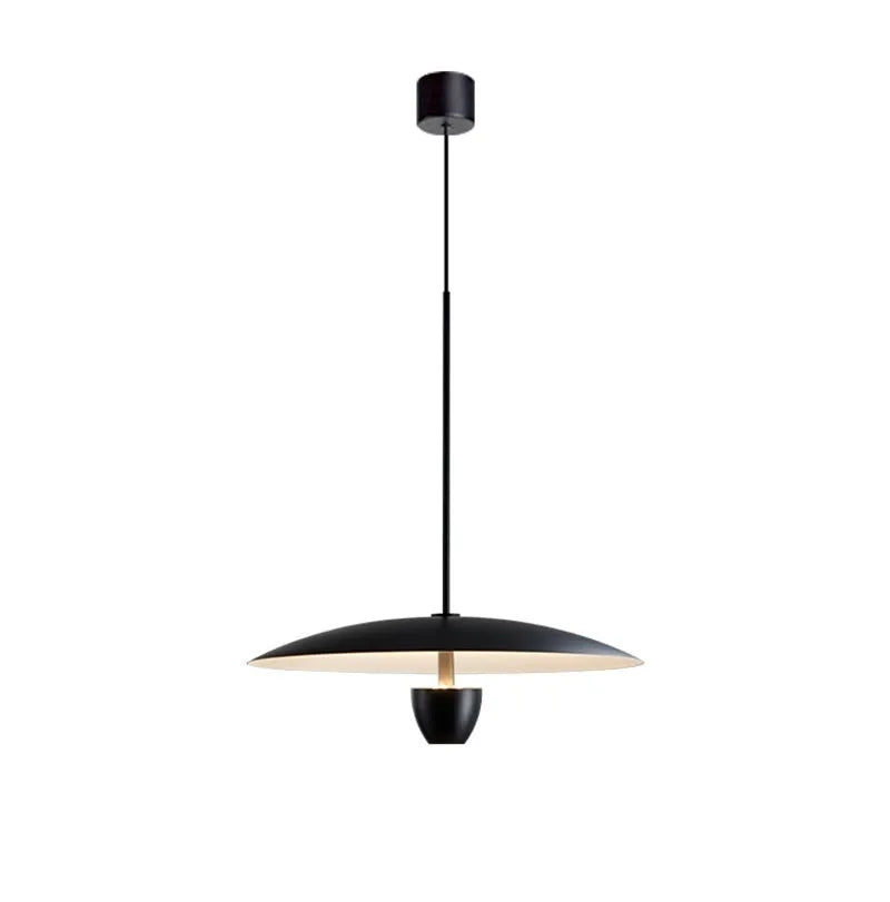 Black circular minimalist chandelier pendant light with 400mm diameter.