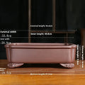 Purple sand rectangular manger bonsai pot with antique styling and corner cutting design