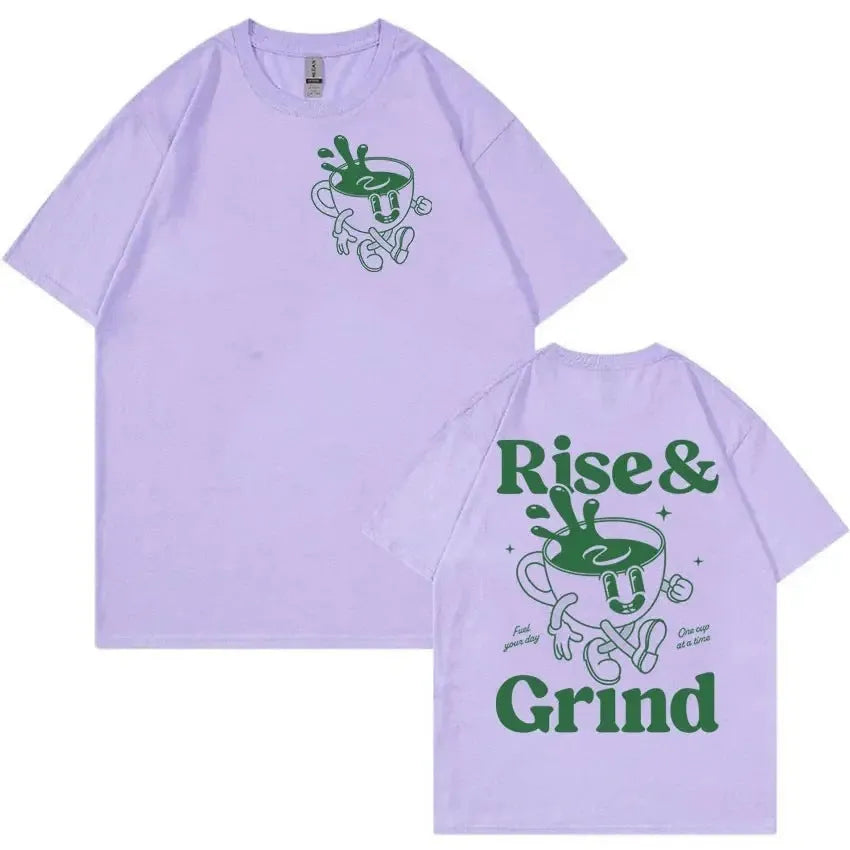 Loose linen t-shirt with cartoon design print on front in multiple colour options