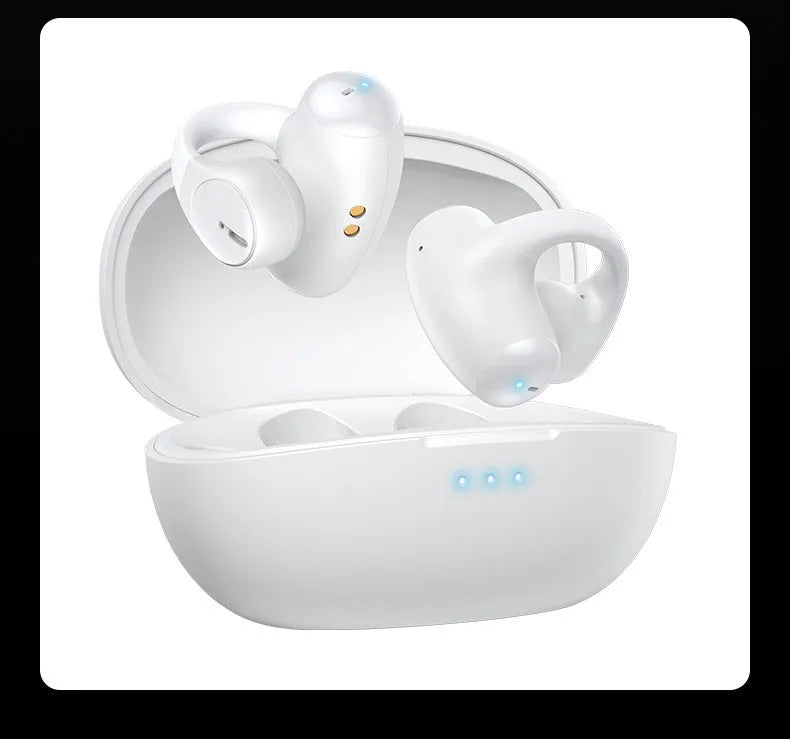 Black and white T306 Bluetooth wireless clip-on gaming headset with sports earhook design