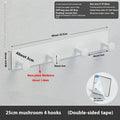 Mushroom-style adhesive wall hook with multiple hooks for screw-free hanging on shower doors