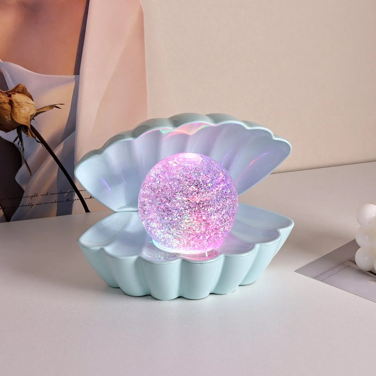 Shell-shaped neon night lamp in 15cm size for bedroom decoration with battery power