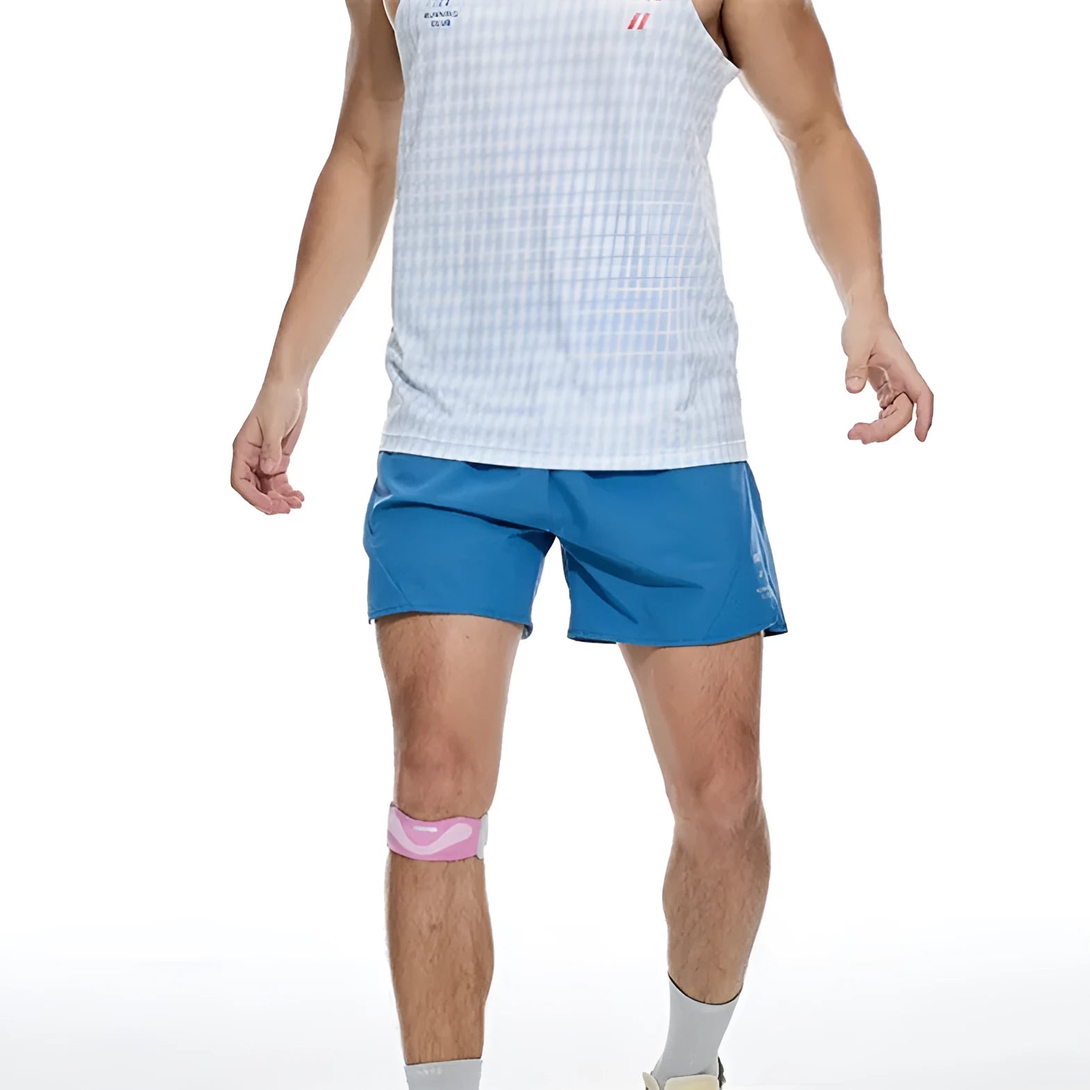 Mysterious Black four-point stretch running shorts with laser punch stitching laid flat.
