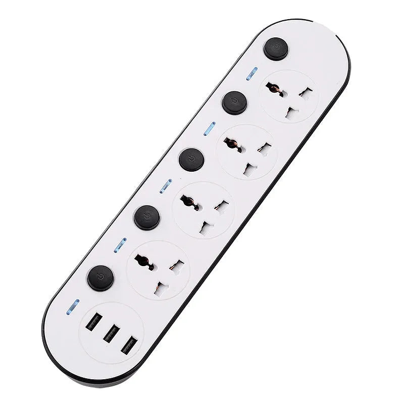 Multi-format international power strip with USB ports and switch in colour 2035u