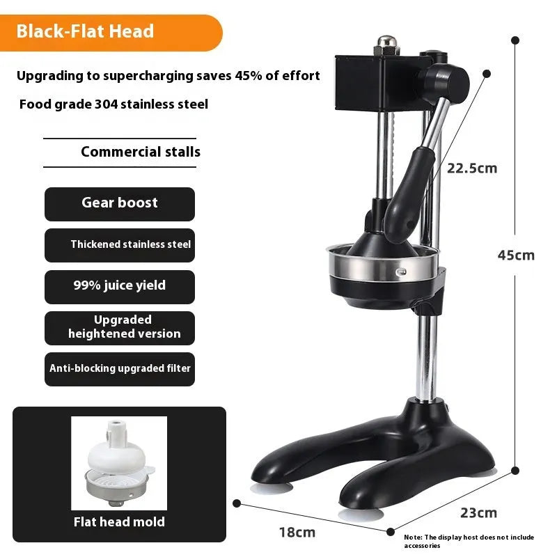 Vertical stainless steel manual juicer with multiple colour and tip options for household citrus juicing