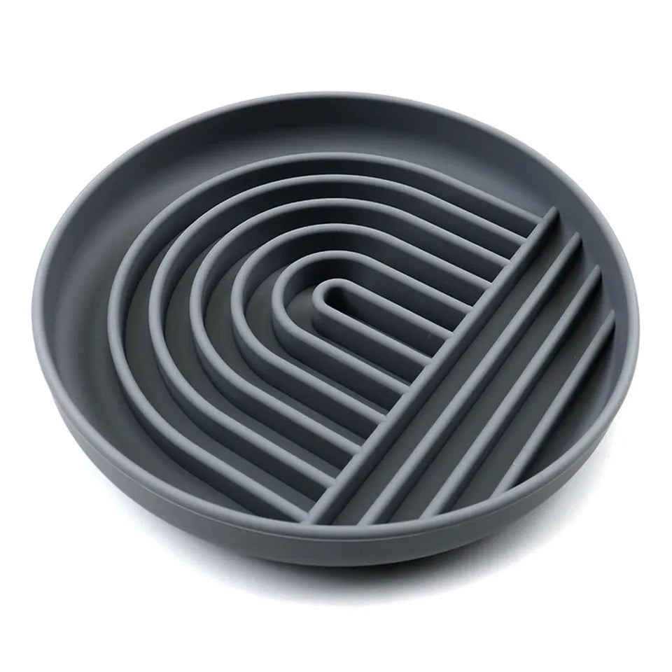 Slowdown Bowl silicone slow feeder dog bowl with ridge design in beige colour