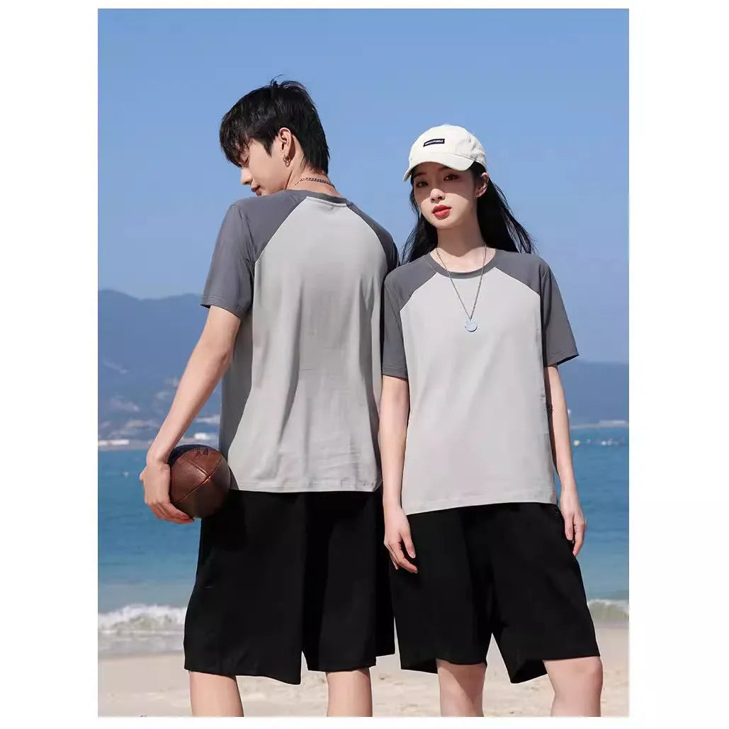 Cotton blend loose fit round neck T-shirt work clothing printing available in multiple colours