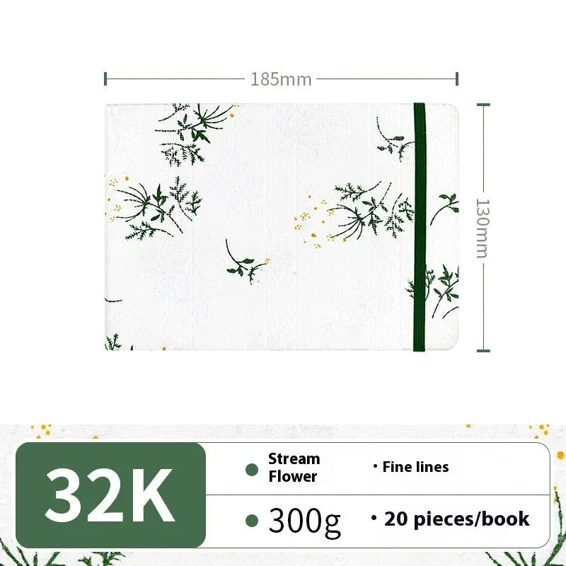 Feiluniao handmade fabric watercolour notebook with artistic cover design, 185mm length for portable sketching