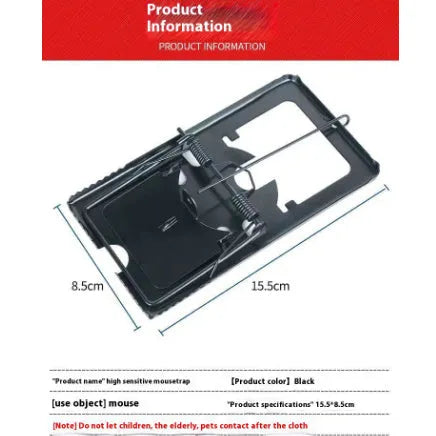Automatic indoor mouse trap in metal or plastic, shown in small, medium, and large sizes.