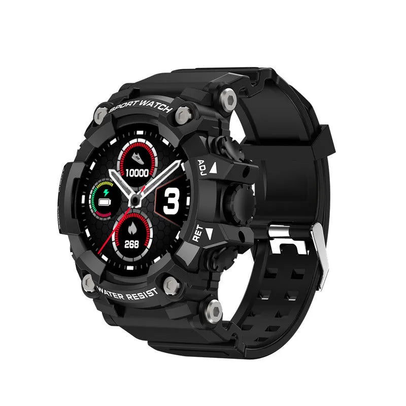 T6 Tactical Rugged Smart Watch in black or green with 1.3-inch screen on an anti-sweat double-clasp strap