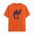 Orange loose fit cotton t-shirt with short sleeves and a round neck for men and women.