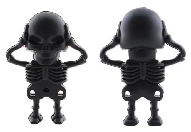 Halloween skeleton skull design USB flash drive with a small metal attachment chain.