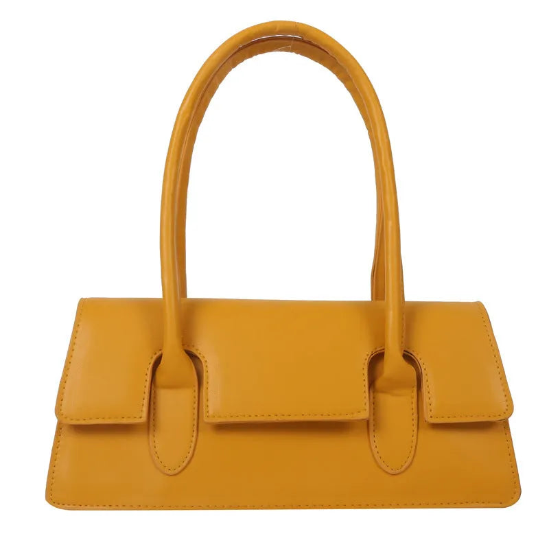 Women's retro square shoulder bag in PU leather with single strap and stitching details