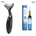 EMS thermal neck lifting massager device with LED lights on a white background.