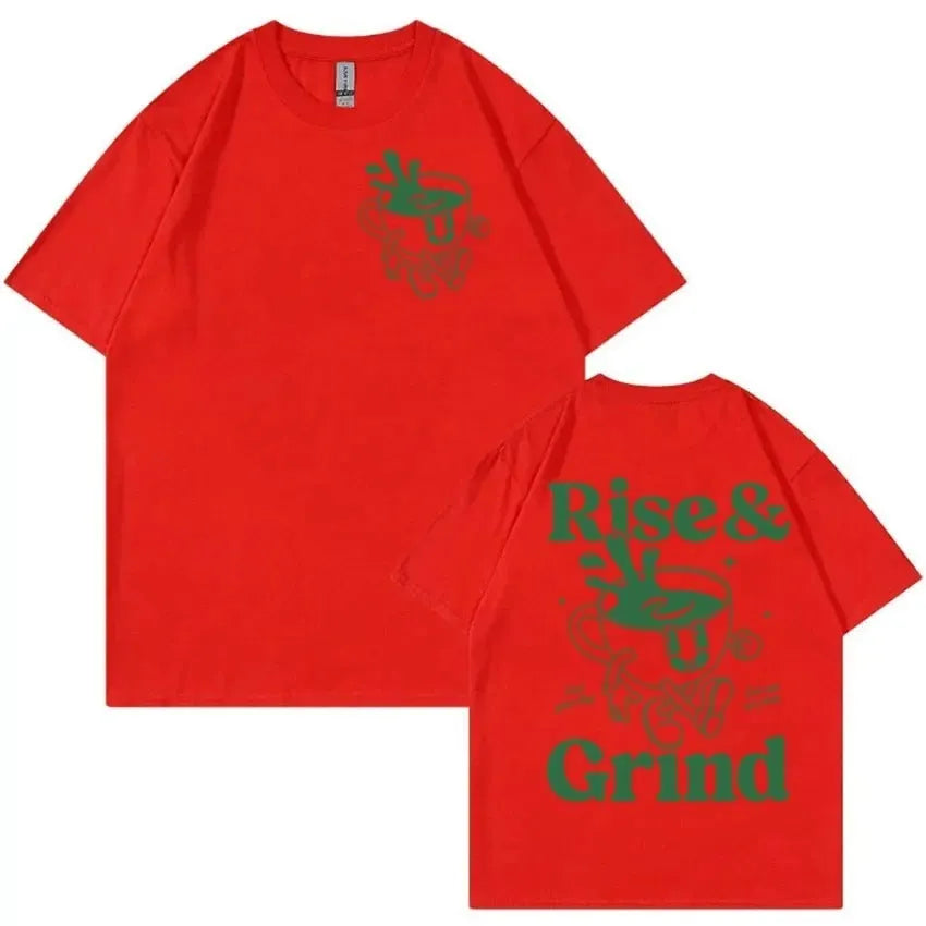 Loose linen t-shirt with cartoon design print on front in multiple colour options