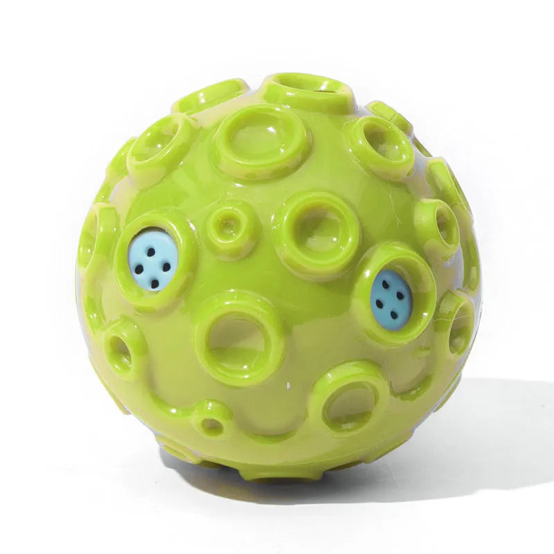 Durable dog chew toy ball with textured surface for teeth cleaning and anxiety relief