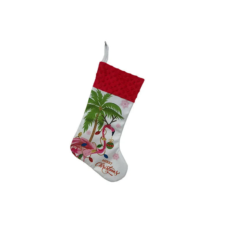 Cloth Christmas stocking measuring 46cm by 28cm in American decorative style
