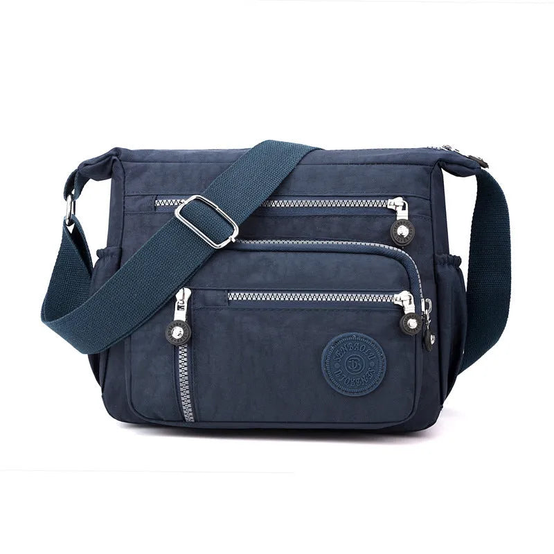 Nylon messenger bag square vertical design soft fabric single shoulder strap multiple colour options