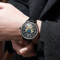 Men's waterproof mechanical watch with stainless steel case and multiple colour strap options