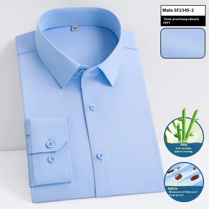Men's bamboo fibre short sleeve business shirt with square collar in slim fit