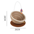 Large integrated cat scratching post and bed unit with sisal rope scratching surfaces and flannel-lined sleeping basin