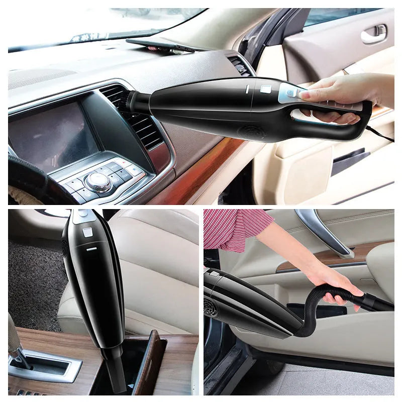 Black and orange cigarette lighter car vacuum cleaner with 3200 mbar suction power