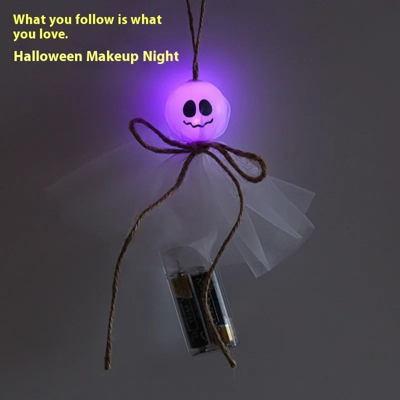 Halloween ghost LED lighting chain with battery box in colourful ghost theme options