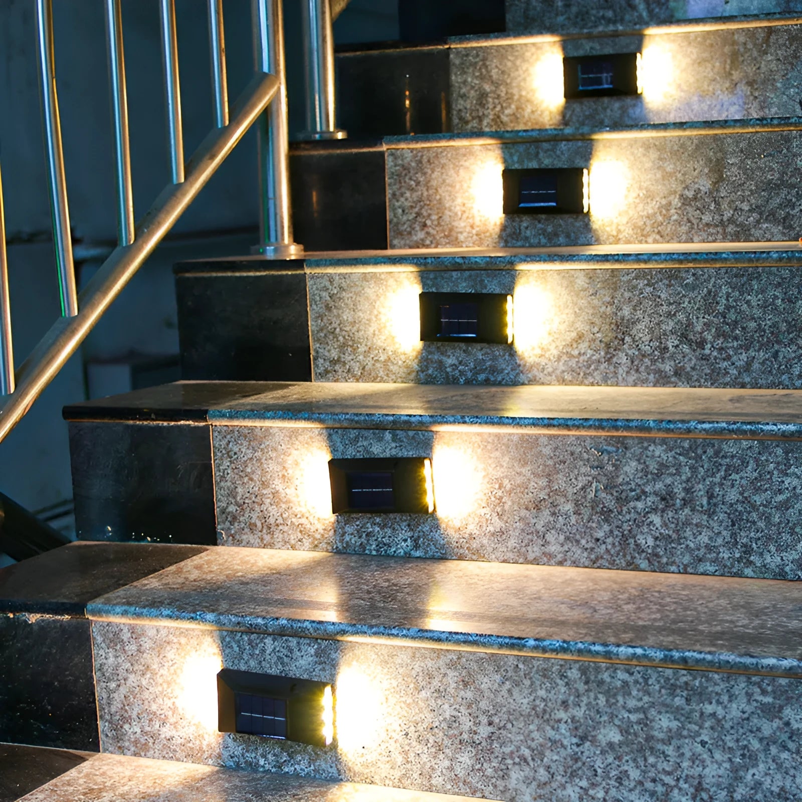Solar garden wall light with LED illumination for outdoor decorative lighting