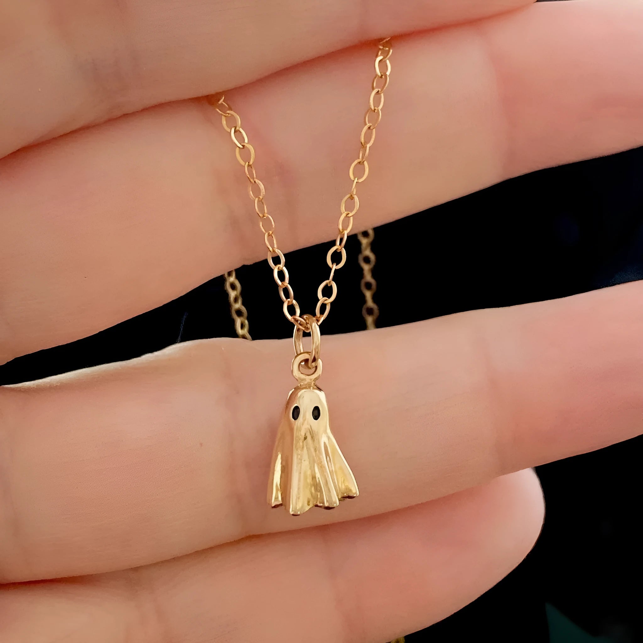 Ghost pendant stainless steel necklace with titanium steel pendant on twisted chain