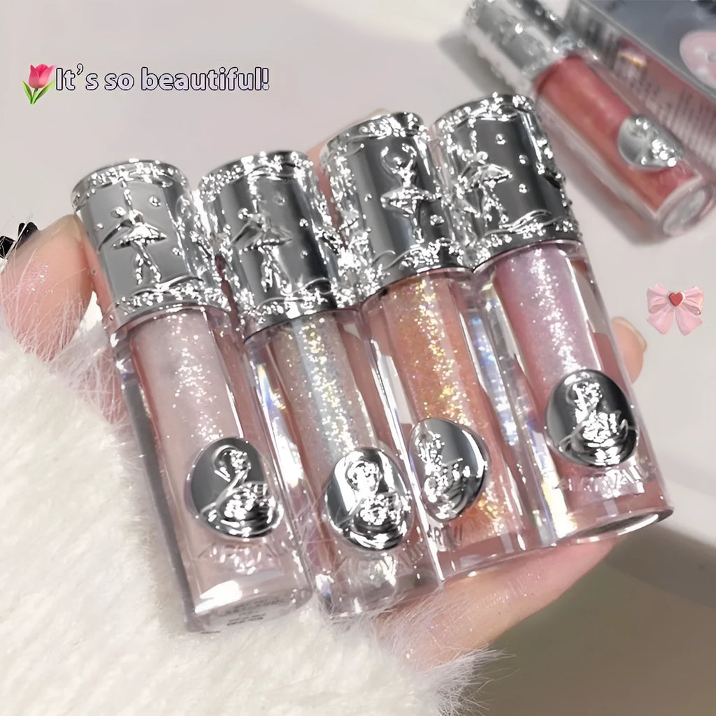 Ballet liquid eye shadow tube showing five colour options for shimmer makeup looks