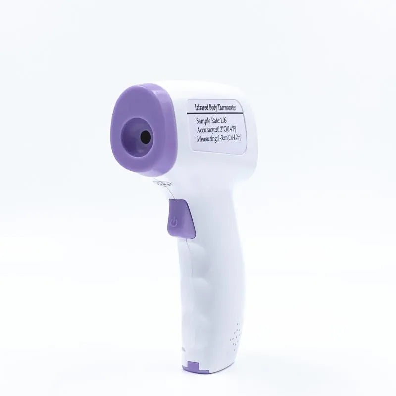White digital non-contact thermometer with electronic display for temperature measurement